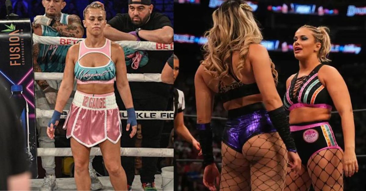 Paige VanZant from BKFC (left) to AEW (right)