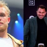 Jake Paul poses for a photo with Eddie Hearn
