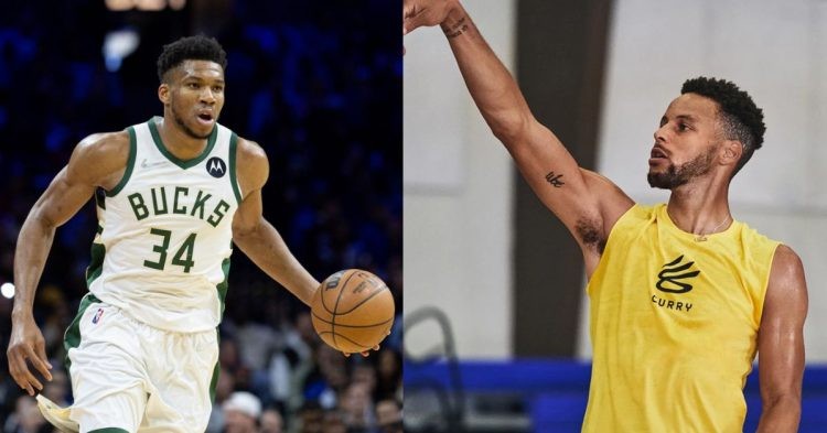 Giannis Antetokounmpo and Stephen Curry