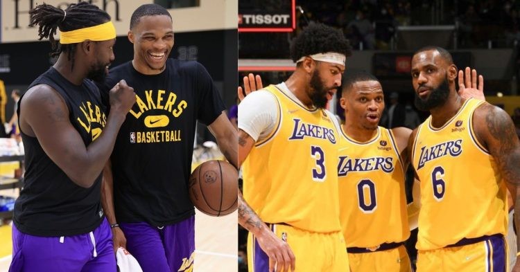 LA Lakers' Anthony Davis, Russell Westbrook, LeBron James and Patrick Beverley