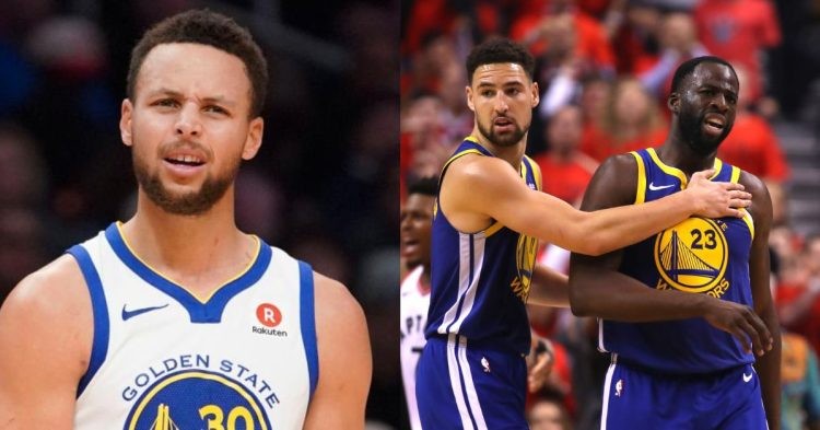 Stephen Curry, Klay Thompson and Draymond Green