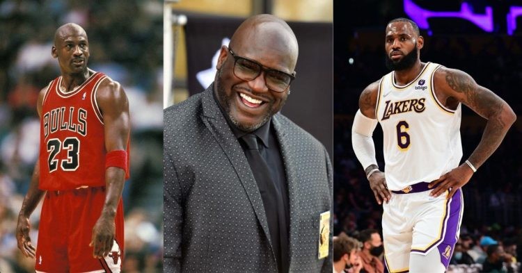Michael Jordan, Shaquille O'Neal and LeBron James