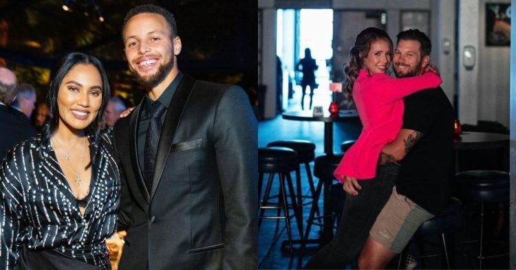 Stephen Curry with wife Ayesha Curry and Brittany Schmitt with husband Chris Rutkowski