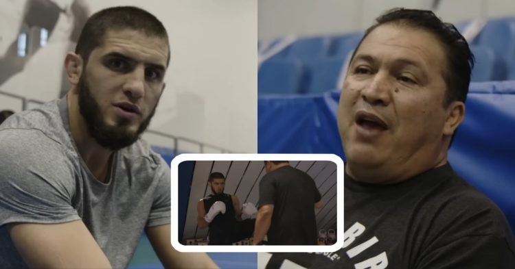 Islam Makhachev training with coach