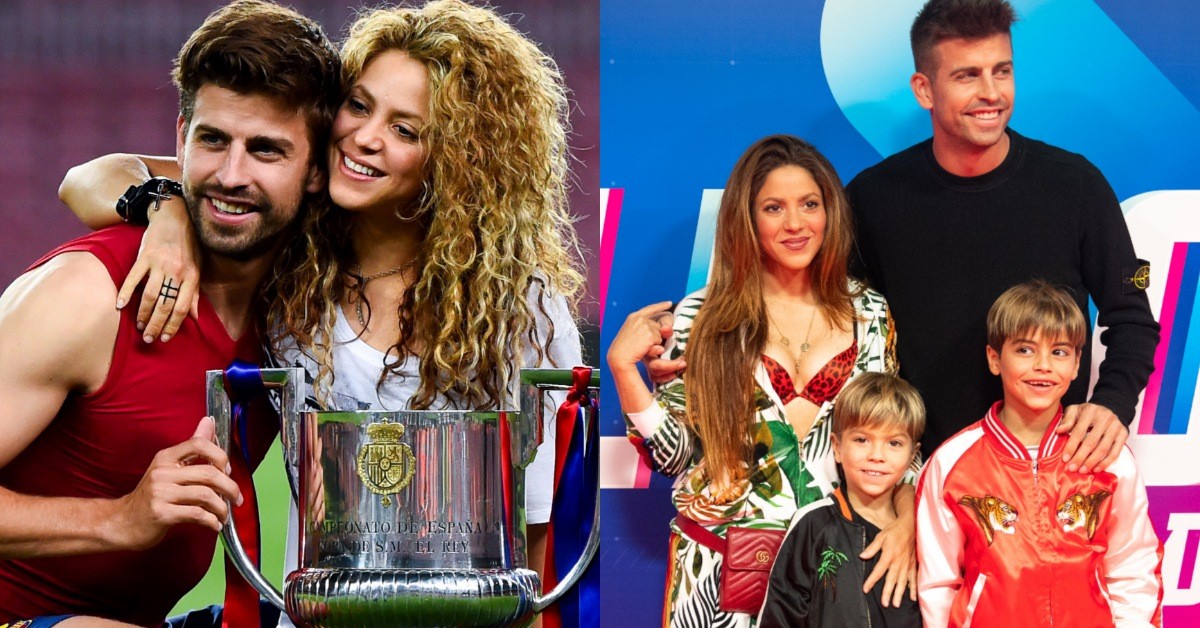 Shakira with Gerard Pique and her children