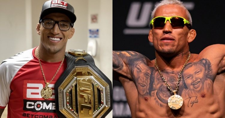 Charles Oliveira with UFC title