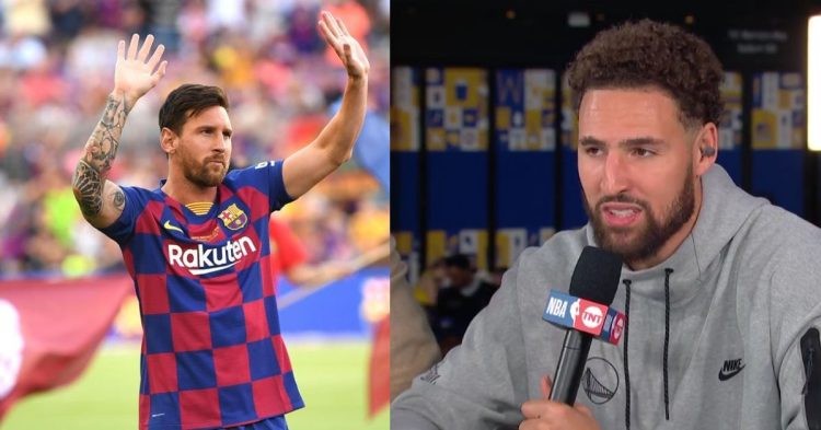Golden State Warriors Klay Thompson and FC Barcelona Lionel Messi