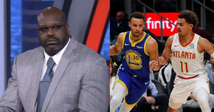 Shaquille O'Neal, Stephen Curry and Trae Young