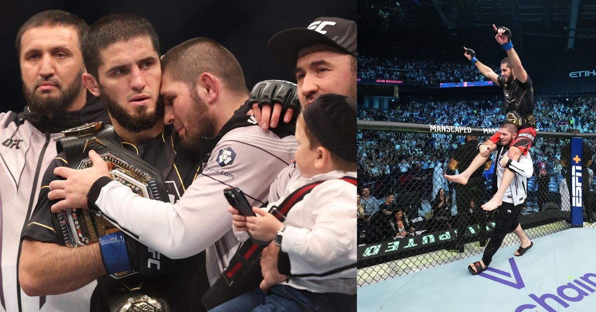 Islam Makhachev after winning the title