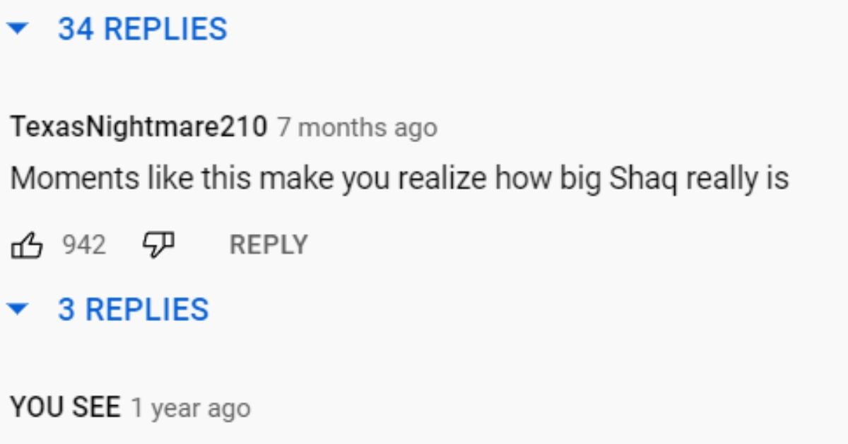 Comments about Shaquille O'Neal being huge