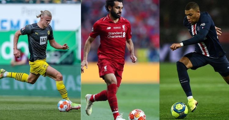Mohamed Salah, Erling Haaland and Kylian Mbappe