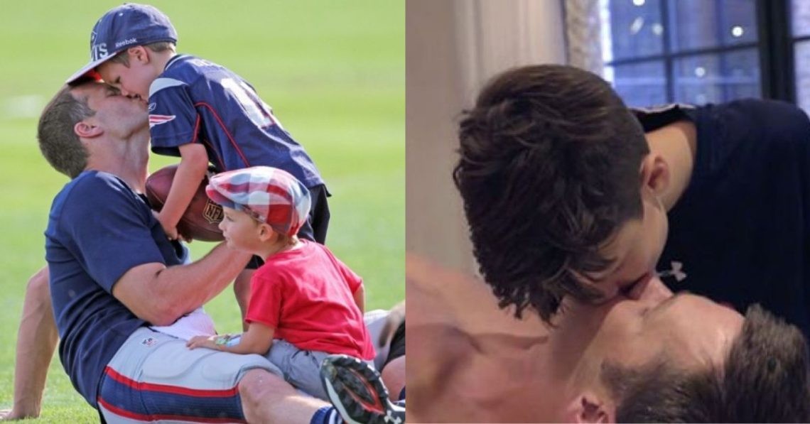 Tom Brady kisses his son Jack in the docuseries