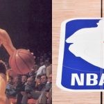 Jerry West and the NBA logo