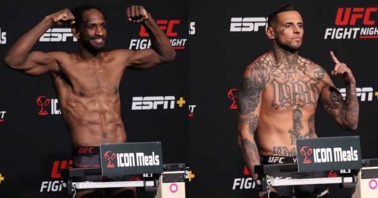 Neil Magny (left) and Daniel Rodriguez (right) weigh in for UFC Vegas 64