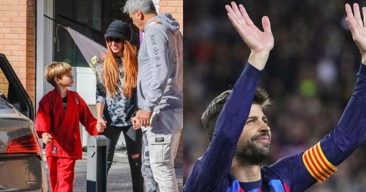 Shakira with her kids and Pique at his last match.(Credit: Google)