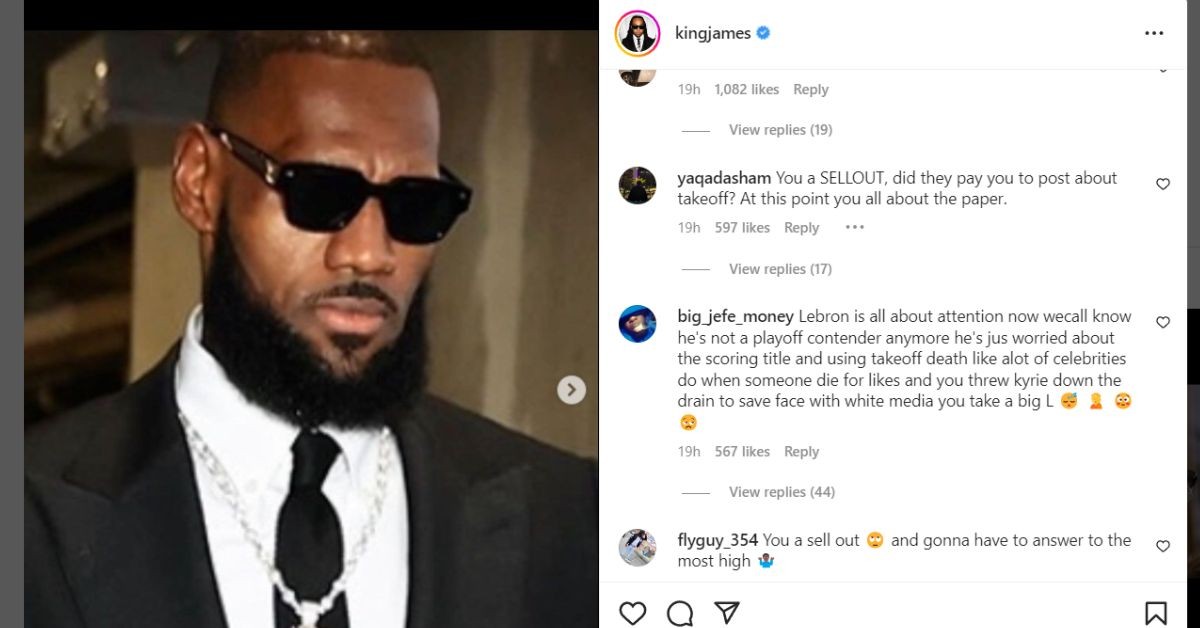 NBA fans commenting on LeBron James' Instagram post