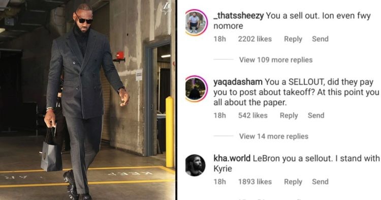 LeBron James in a suit and NBA fans commenting on his Instagram post