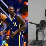 Paul George and Lance Stephenson on the court and Teanna Trump in an interview