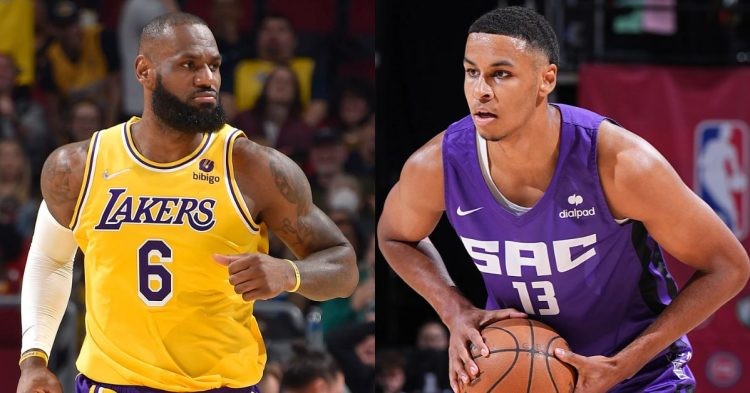 Los Angeles Lakers' LeBron James and Sacramento Kings' Keegan Murray