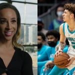 Teanna Trump in an interview and LaMelo Ball on the court