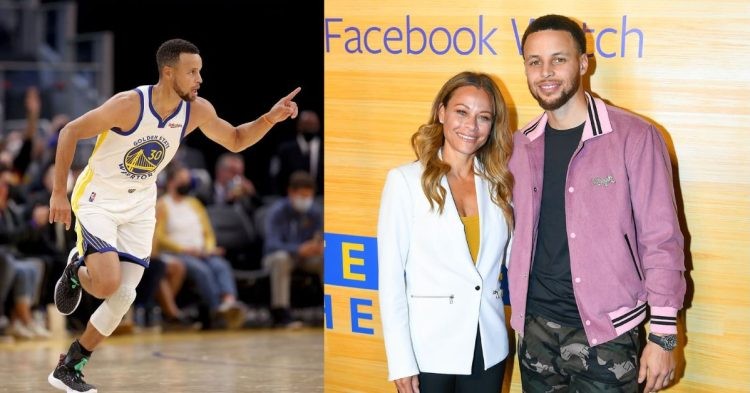 Stephen Curry on the court and with his mother Sonya Curry