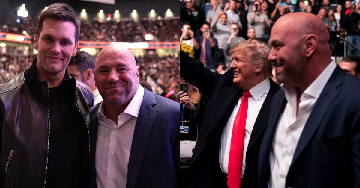 Dana White with Tom Brady (right) and Donald Trump (left) at UFC events