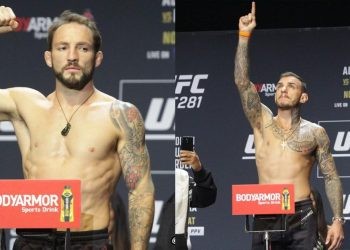 Brad Riddell and Renato Moicano in UFC 281 weigh in.