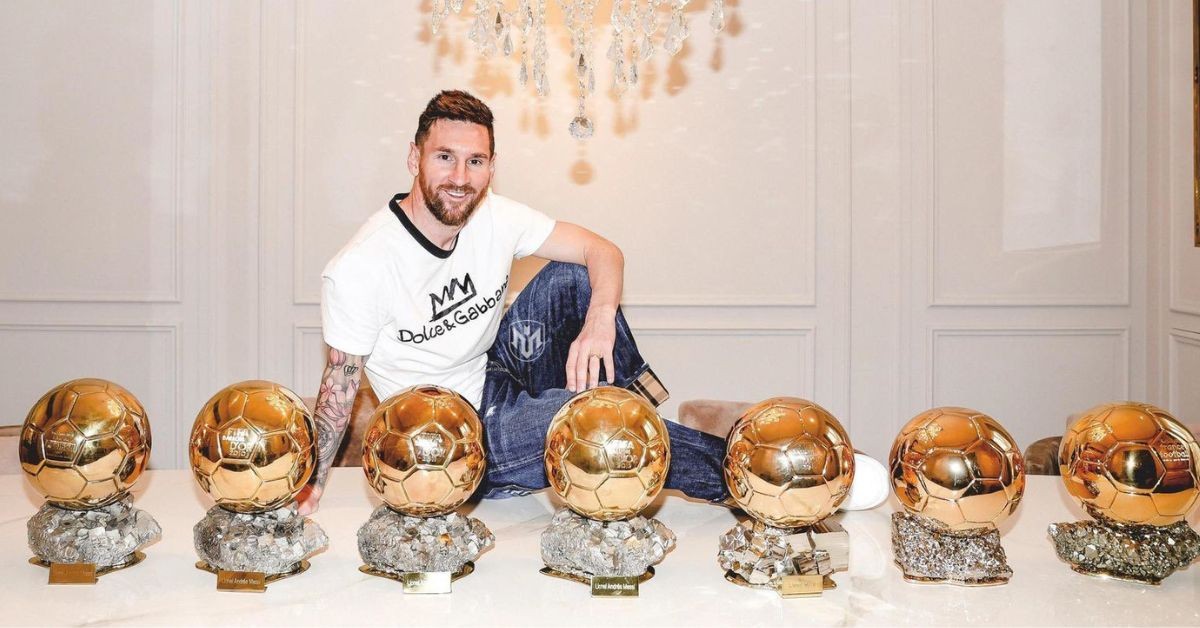 Lionel Messi with seven Ballon d'Or awards 