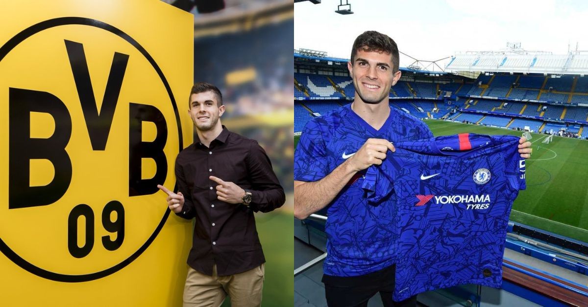 Christian Pulisic signing for Borussia Dortmund (left) in 2015 and for Chelsea (right) in 2019 (Credits Google)