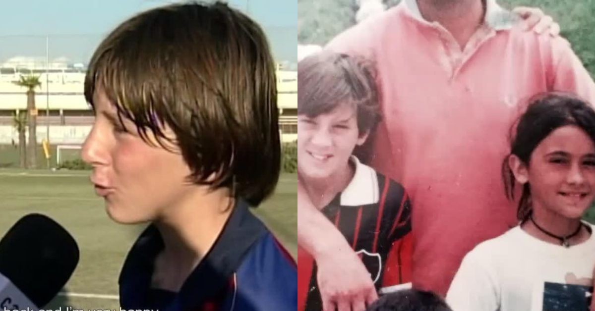 Messi after Joining La Masia (left) with his childhood friend and now wife Antonella Roccuzzo (right) (Credits: Google)