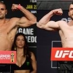 Andre Fialho (left) and Muslim Salikhov (right) weigh-in for UFC event