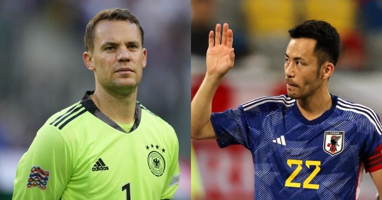 Germany's Manuel Neuer and Japan's Maya Yoshida