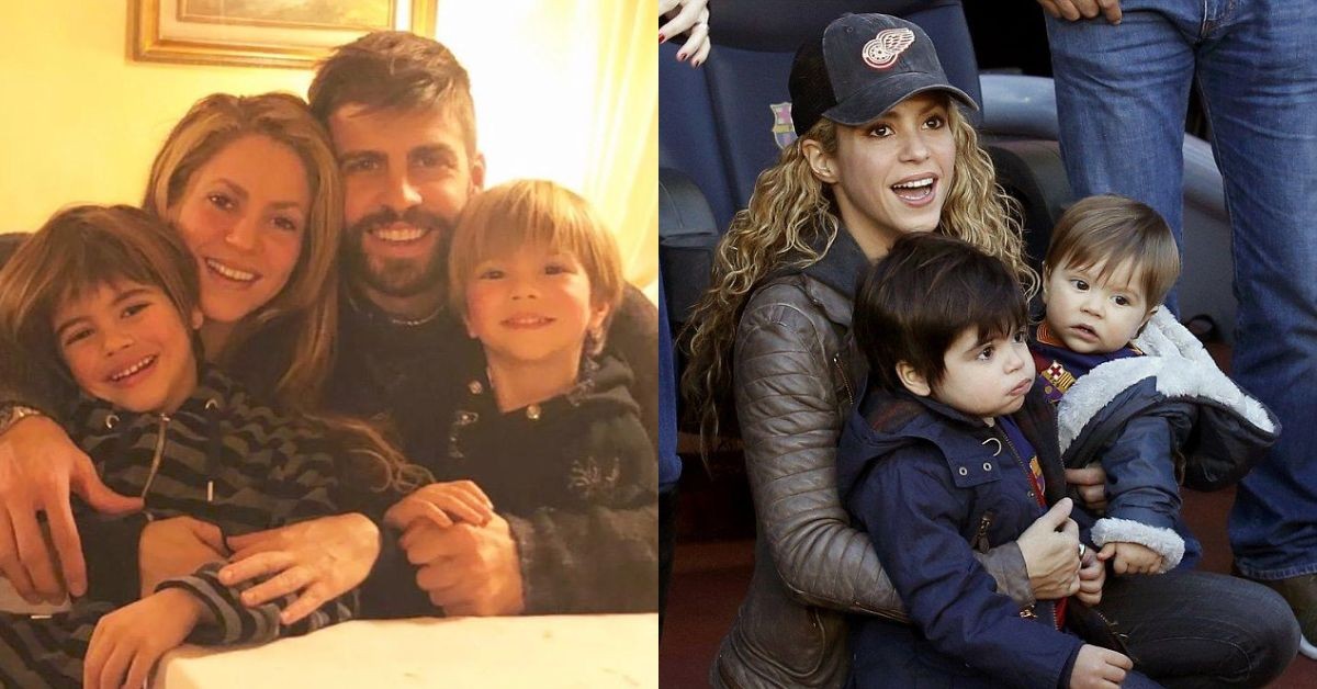 Shakira and Gerard Pique with their sons