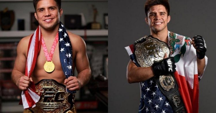 Henry Cejudo with American and Mexican flags