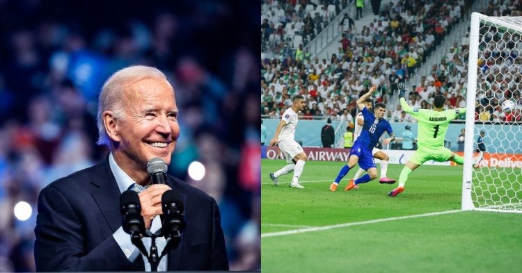 President of the United States Joe Biden and Christian Pulisic scoring against Iran at the World Cup