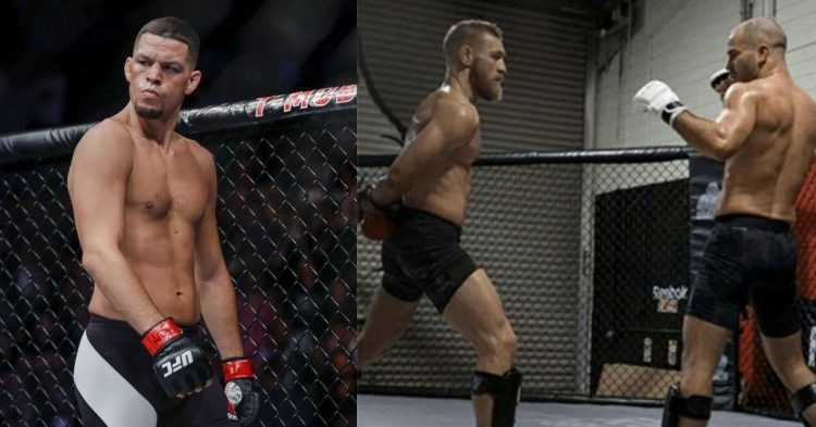 Nate Diaz reacts to Conor McGregor's callout to Artem Lobov for a street fight