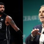 Amazon CEO Andy Jassy in an interview and Kyrie Irving on the court