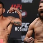 Rafael dos Anjos (left) and Bryan Barberena (right) weigh in for UFC event