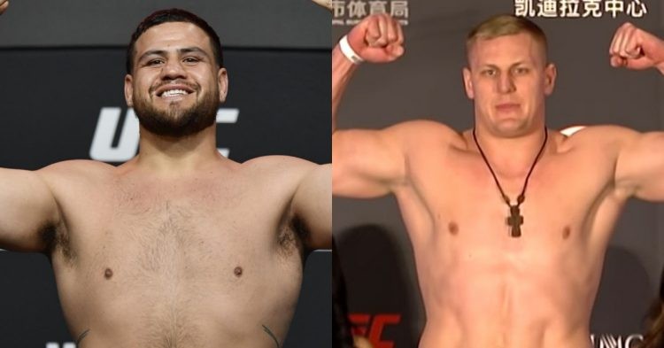 Tai Tuivasa (left) and Sergei Pavlovich (right) weighs in for UFC event