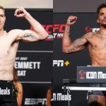 Eryk Anders (right) and Kyle Daukaus (left) weigh in for UFC event