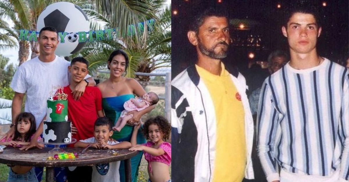 Cristiano Ronaldo with whole family (left) with his father (right) (Credits: Google)