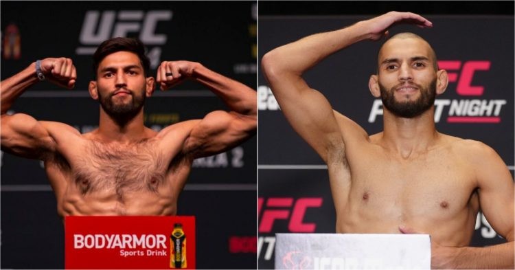 Matheus Nicolau (left) and Matt Schnell (right) weigh in for UFC event
