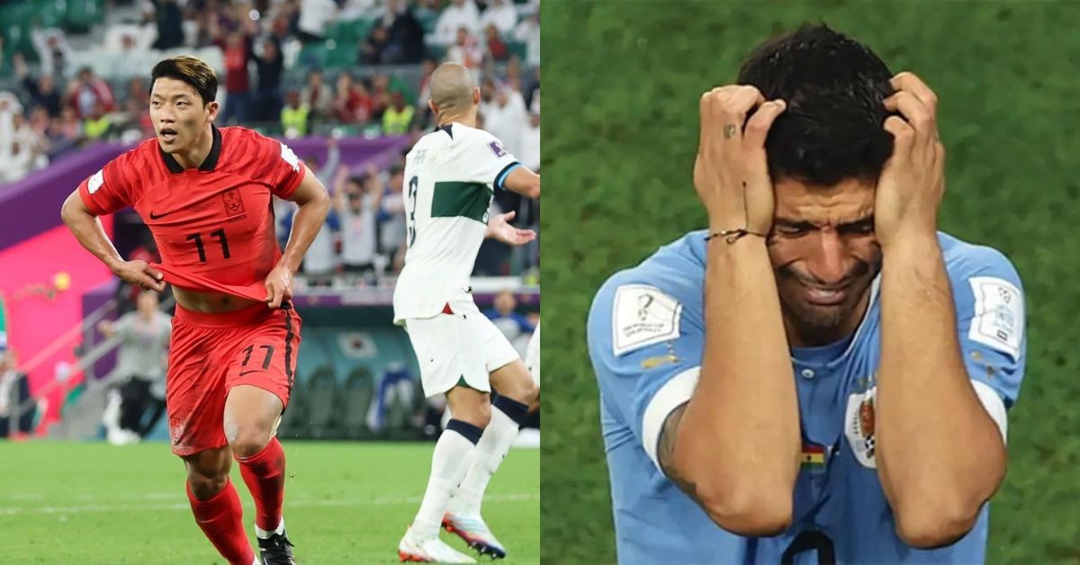 Hwang Hee-chan after scoring the winner (left) Luis Suarez crying (right) (Credits: Google)