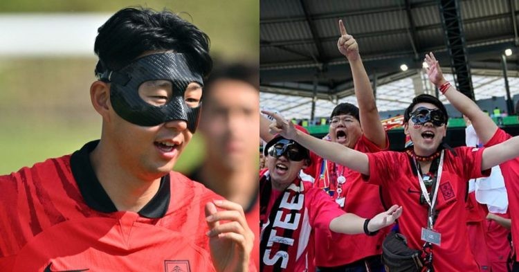 Son Heung-min and South Korean fans wearing his mask
