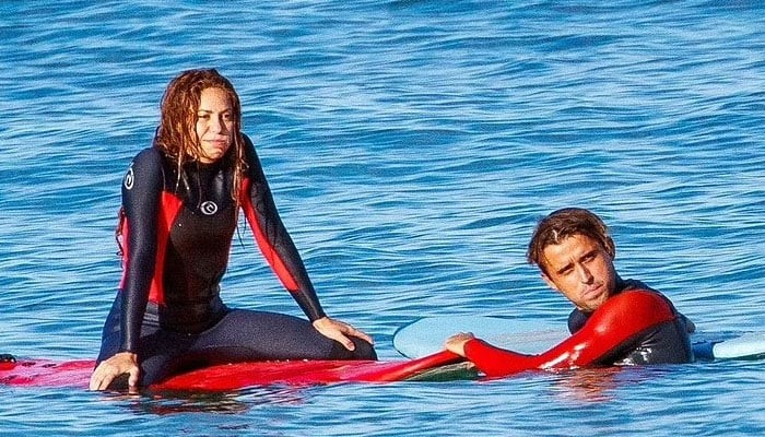 Shakira pictured with her surfing coach, Gorka Ezkurdia in Canabria