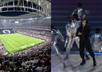 Lusail Stadium and Jung Kook performing at FIFA World Cup 2022 opening ceremony