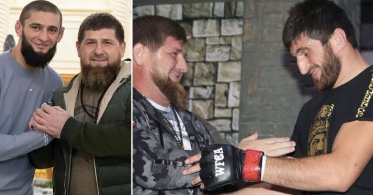Ramzan Kadyrov with UFC fighters Khamzat Chimaev and Magomed Ankalaev