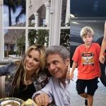 Shakira with her parents (L) and Shakira with her children (R).