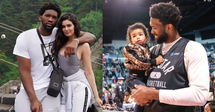 Joel Embiid with his wife and child