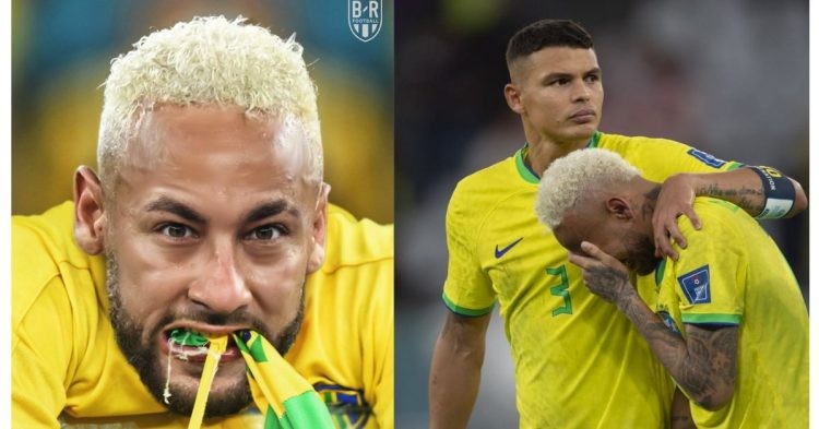 Thiago Silva consoles Neymar